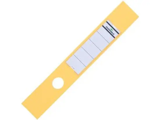Ordner-Rückenschild Sichttasche Durable 8090-04 809004 Ordofix lang/breit, Kunststoff-Folie, selbstklebend, mit Aufdruck, gelb, Pack 10 Stk