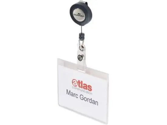 Namensschild Durable 8152-58 815258 anthrazit 80cm mit Druckknopf, Pack 10 Stk