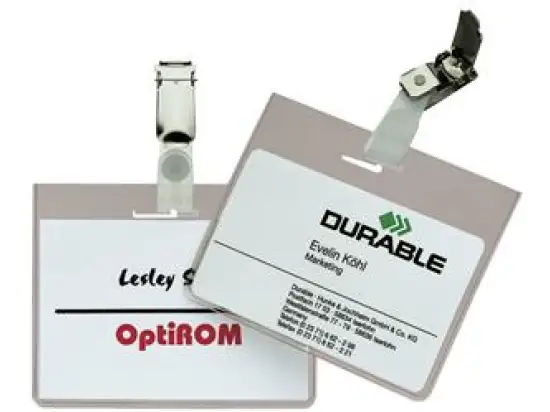 Namensschild Durable 8603-19 860319 60x90mm mit Clip quer, Pack 5 Stk