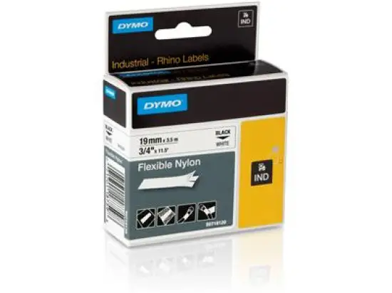Schriftband-Kassette Dymo S0718120 18489 Rhino 19mm x 3,5m, schwarz auf weiß