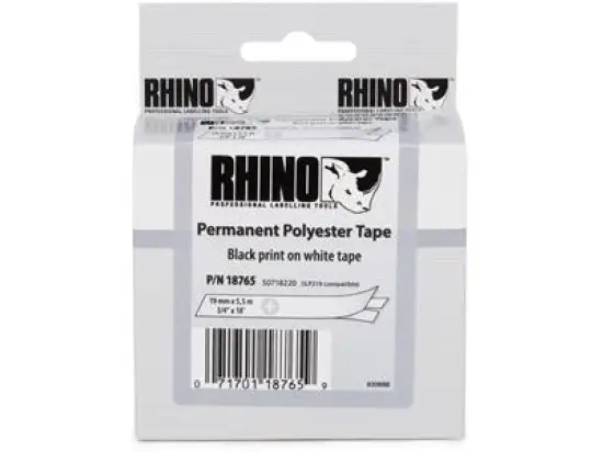 Schriftband-Kassette Dymo S0718240 18482 Rhino 9mm x 5,5m, schwarz auf weiß, Polyester