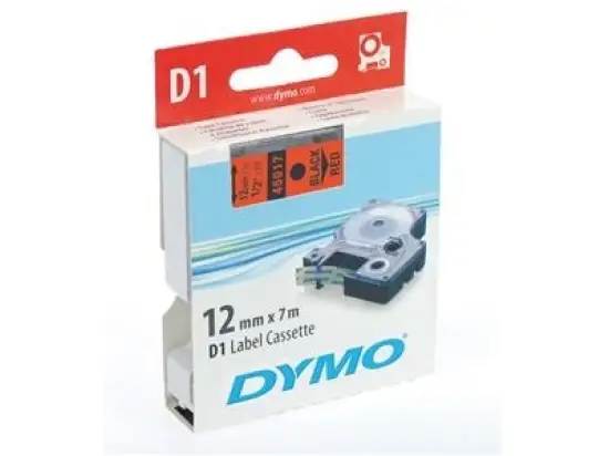 Schriftband-Kassette Dymo S0720570 45017 D1 12mm x 7m, schwarz auf rot