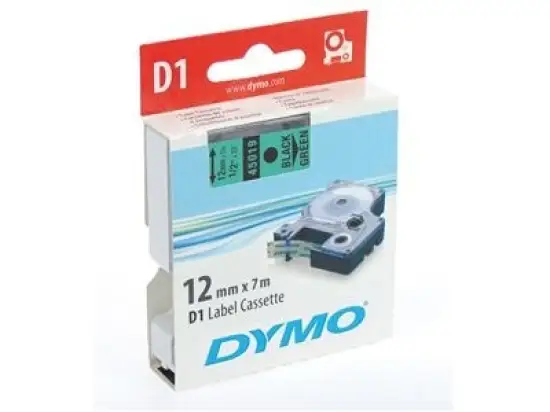 Schriftband-Kassette Dymo S0720590 45019 D1 12mm x 7m, schwarz auf grün