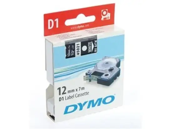 Schriftband-Kassette Dymo S0720610 45021 D1 12mm x 7m, weiß auf schwarz