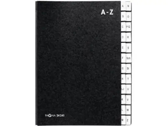 Pultordner Pagna 24241-04 A4, 24 Fächer, A-Z, Hartpappe, PP-Tabe, schwarz
