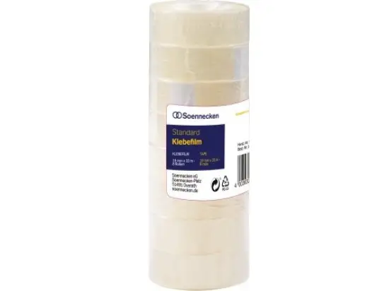 Klebefilm Soennecken 164224700 5847 19 mm x 33 m, transparent, Pack 8 Rollen