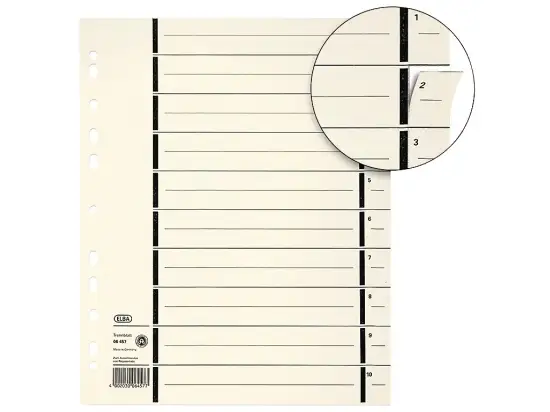 Trennblatt Oxford 400004671 06457 A4, Kraftkarton 230g, 1-10, perforiert, chamois, Pack 100 Stk