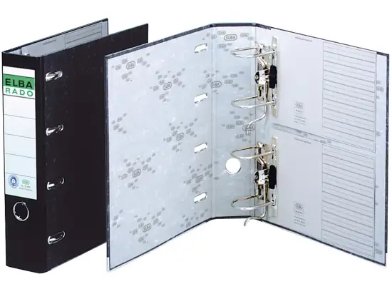 Doppelordner Elba 100551836 10409 Rado A4 (2 x A5-quer), 75mm, Pappe/Wolkenmarmor, schwarz