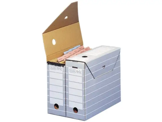 Ablageschachtel / Archivschachtel Elba 100333274 83422 tric A4, Wellpappe, mit Verschlusslasche, grau/weiß