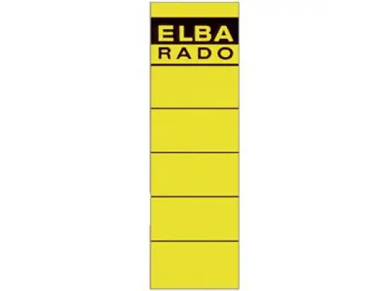 Ordner-Rückenschild Etiketten Elba 100420949 04617GB Rado 190 x 59 mm, kurz/breit, selbstklebend, mit Aufdruck, gelb, Pack 10 Stk