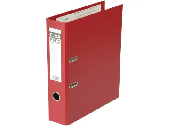 Ordner Elba 100022630 10497RO Rado Plast A4, 80mm, Pappe/PVC-Folie, Wechselfenster, rot