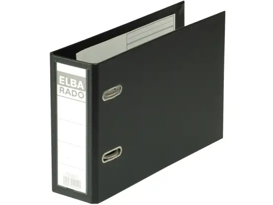 Ordner Elba 100022638 10596SW Rado Plast A5-quer, 75mm, Pappe/PVC-Folie, Wechselfenster, schwarz, Pack 5 Stk