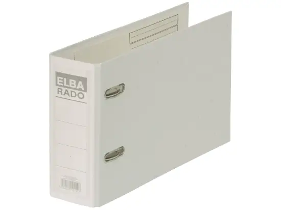 Ordner Elba 100022639 10596WE Rado Plast A5-quer, 75mm, Pappe/PVC-Folie, Wechselfenster, weiß
