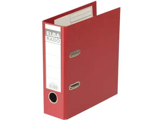 Ordner Elba 100022640 10597RO Rado Plast A5-hoch, 75mm, Pappe/PVC-Folie, Wechselfenster, rot, Pack 5 Stk