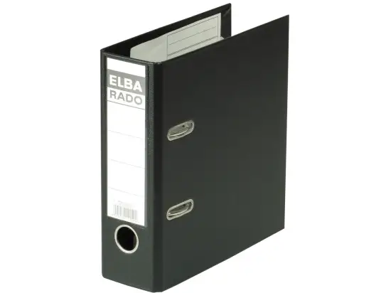 Ordner Elba 100022641 10597SW Rado Plast A5-hoch, 75mm, Pappe/PVC-Folie, Wechselfenster, schwarz, Pack 5 Stk