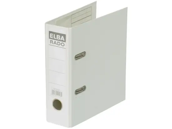 Ordner Elba 100022642 10597WE Rado Plast A5-hoch, 75mm, Pappe/PVC-Folie, Wechselfenster, weiß