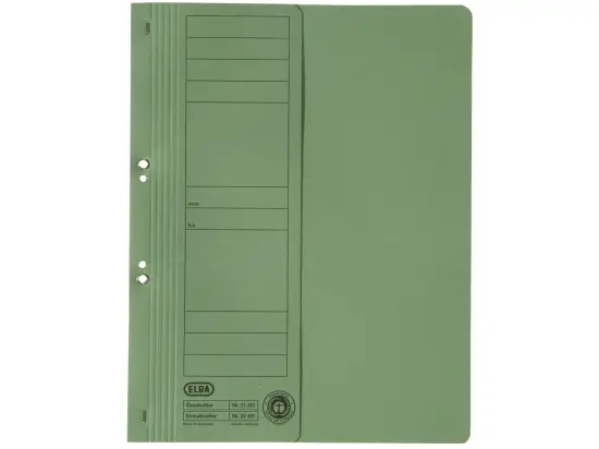 Ösenhefter Elba 100551879 21451GN A4, 1/2-VD, Manilakarton 250g, kaufmännische Heftung, grün, Pack 50 Stk
