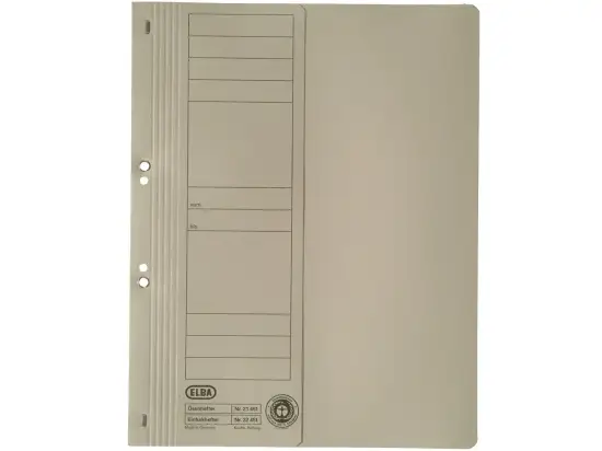 Ösenhefter Elba 100551880 21451GR A4, 1/2-VD, Manilakarton 250g, kaufmännische Heftung, grau, Pack 50 Stk