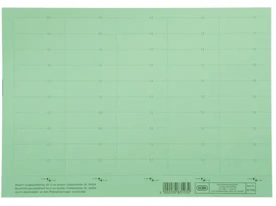 Beschriftungsschild Elba 100420976 83582GN 58x18mm, 4-zeilig, Karton 160g, grün, Pack 10 x Bogen je 50 Stk