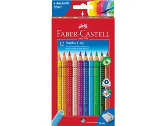 Buntstift Faber-Castell 110912 Jumbo Grip 12er-Kartonetui, mit Spitzer