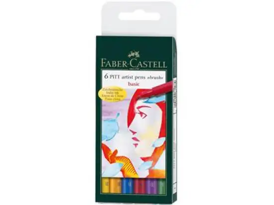 Zeichentuschestift Faber-Castell 167103 Pitt artist pen brush 6er-Etui, Pack 5 Stk