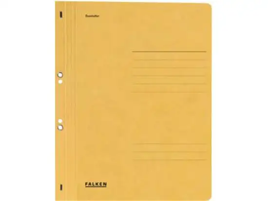 Ösenhefter Falken 80003908 A4, 1/1-VD, Manilakarton 250g, kaufmännische Heftung + Amtsheftung, gelb