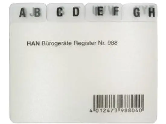 Leitregister HAN 988 A8-quer, A-Z, Kunststoff (PP), grau