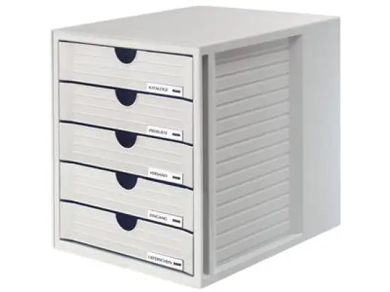 Schubladenbox HAN 1450-11 Systembox lichtgrau/lichtgrau 5-Schübe geschlossene Schubladen