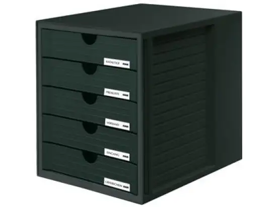 Schubladenbox HAN 1450-13 Systembox schwarz/schwarz 5-Schübe geschlossene Schubladen