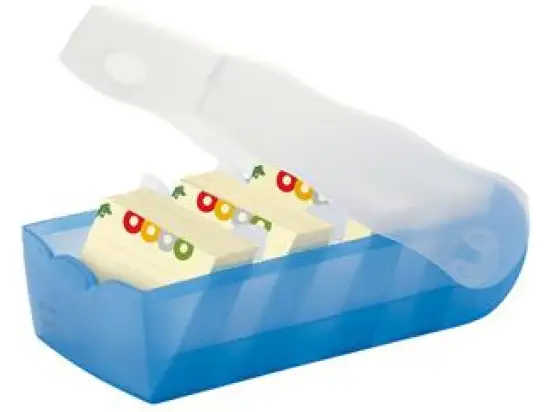 Karteibox HAN 998-643 Croco A8-quer, blau-transluzent, inkl. 5 Stützen und 100 Karten