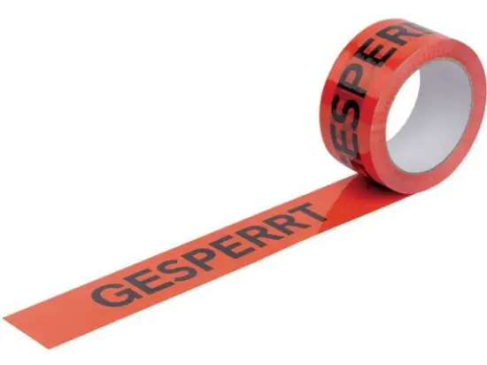 Packband "Gesperrt" Heckmann 400.084 50 mm x 66 m, Kunststoff (PVC), rot mit schwarzem Aufdruck