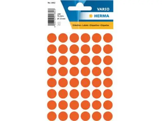 Markierungspunkte Herma 1862 Vario Ø 12mm rund, Papier, selbstklebend, rot, Pack 240 Stk/5 Blatt
