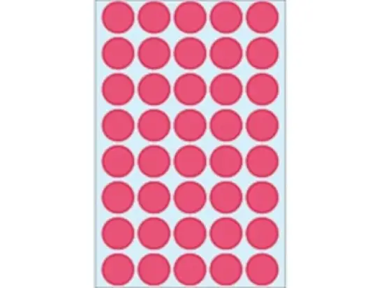 Markierungspunkte Herma 2256 Ø 19mm rund, Papier, selbstklebend, leucht-rot, Pack 960 Stk/24 Blatt