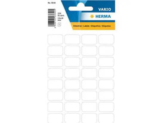 Vielzweck-Etiketten Herma 3640 Vario 12 x 18 mm, selbstklebend, weiß, Handbeschriftung, Pack 10 x 224 Stk/7 Blatt
