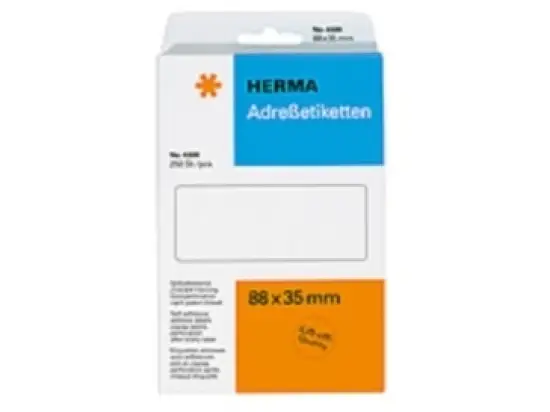 Adressetiketten Herma 4300 88 x 35 mm endlos, selbstklebend, leporello-gefalzt, perforiert, weiß, Schreibmaschine Handbeschriftung, Pack 250 Stk