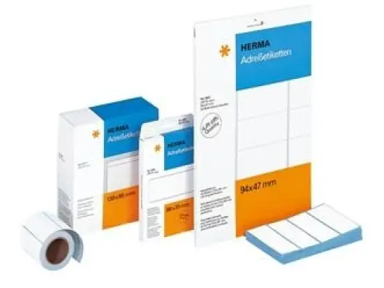Adressetiketten Herma 4311 95 x 48 mm endlos, selbstklebend, leporello-gefalzt, perforiert, weiß, Schreibmaschine Handbeschriftung, Pack 1000 Stk