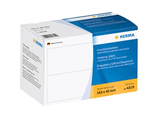 Frankieretiketten Herma 4319 163 x 45 mm weiß doppelt, Pack 1000 Stk
