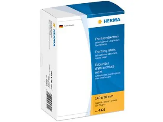 Frankieretiketten Herma 4321 140 x 50 mm weiß doppelt, Pack 500 Stk
