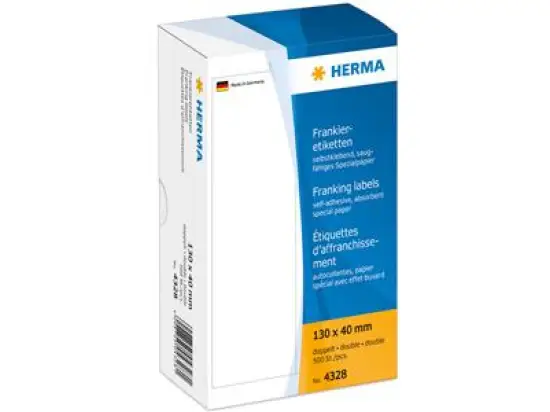 Frankieretiketten Herma 4328 130 x 40 mm weiß doppelt, Pack 500 Stk