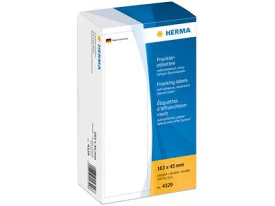 Frankieretiketten Herma 4329 163 x 45 mm weiß doppelt, Pack 500 Stk