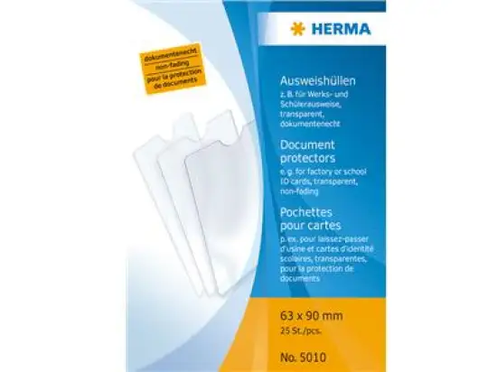 Ausweishüllen Herma 5010 63x90mm, für Werk/Schülerausweis, Pack 25 Stk