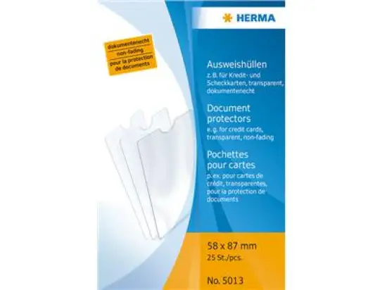 Ausweishüllen Herma 5013 58x87mm, für Kredit/Scheck- Krankenversicherungskarte, Pack 25 Stk