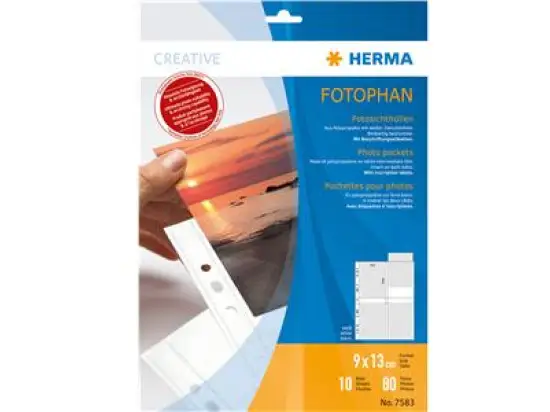 Fotosichthülle Herma 7583 Fotophan 9x13cm-hoch weiß 8-Fotos, Pack 10 Stk