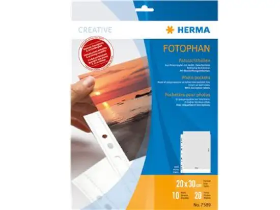 Fotosichthülle Herma 7589 Fotophan 20x30cm weiß 2-Fotos, Pack 10 Stk