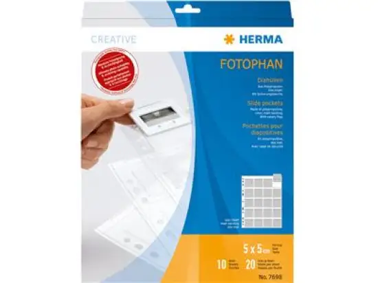 Diahülle Herma 7698 A4 5x5cm klar/matt, mit Sicherungslasche, Pack 10 Stk