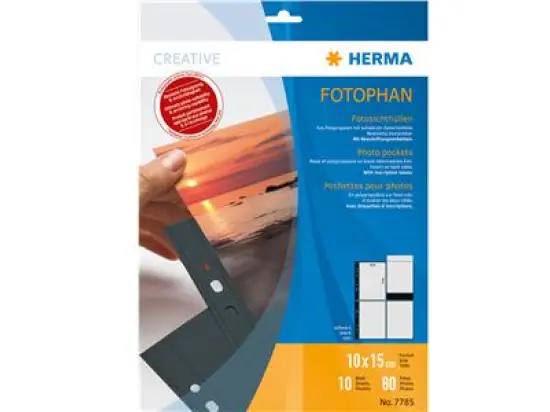 Fotosichthülle Herma 7785 Fotophan 10x15cm-hoch schwarz 8-Fotos, Pack 10 Stk