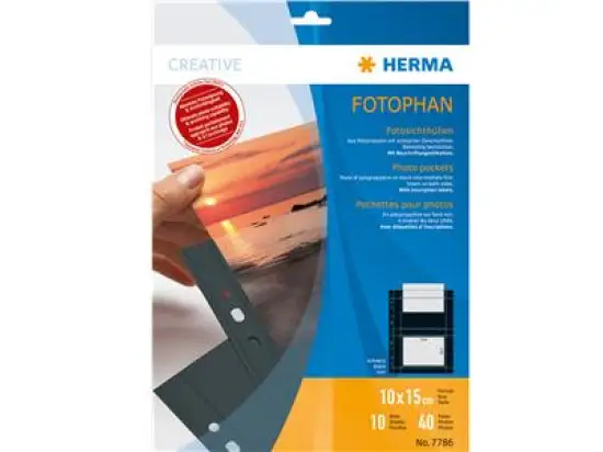 Fotosichthülle Herma 7786 Fotophan 10x15cm-quer schwarz 8-Fotos, Pack 10 Stk