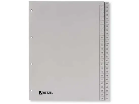 Zahlen-Register Hetzel 721308 A4 Zahlen 1-52 Kunststoff (PP) 52-teilig grau