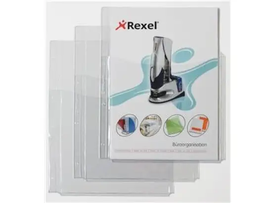 Prospekthüllen Rexel 22679490 A4, 2/3 Tasche, Weichfolie (PVC), extra stark, genarbt, oben offen, transparent, Pack 5 Stk