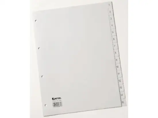Zahlen-Register Hetzel 25615481 A4 Zahlen 1-15 Kunststoff (PP) grau, Pack 10 Stk